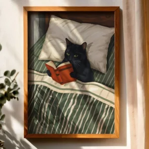 Pôster de Gato Preto para Decoração de Quarto e Estudo