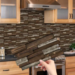 Adesivos de Parede Decorativos de Mármore Falso para Cozinha e Banheiro - Cor 13, 24 peças