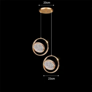 Lustre Pendente Moderno em Ouro com LED para Sala e Quarto