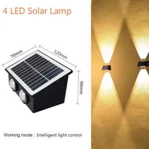 Lâmpada Solar de Parede para Jardim - Iluminação Externa à Prova d'Água