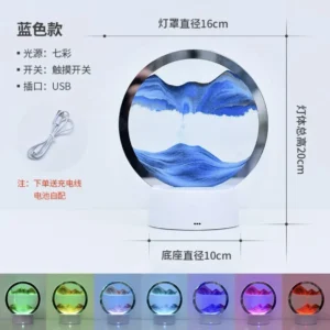 Lâmpada Ampulheta 3D com 16 Cores - Luz Noturna Decorativa - Azul