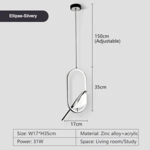 Luminária Pendente LED Rotativa para Quarto - Ouro e Prata