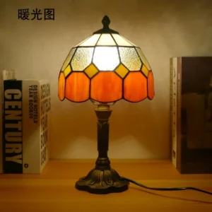Candeeiro de Mesa Tiffany Retrô em Vidro Decorativo