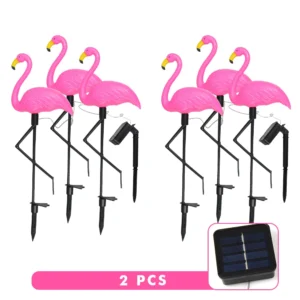 Luz Solar Flamingo para Jardim - Decoração Externa à Prova d'Água - Modelo B Duplo