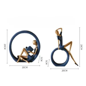 Estátua de Menina Yoga e Leitura em Resina para Decoração - Azul