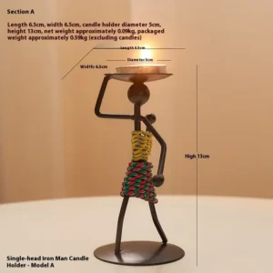 Castiçal de Metal Luxuoso para Decoração de Mesa - Estilo Romântico - Castiçal Único A