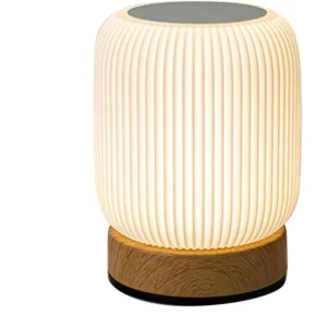 Lâmpada de Mesa Sem Fio Recarregável com Design de Grão de Madeira