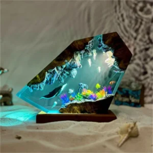 Luminária Decorativa de Resina - Baleia e Água-Viva para Iluminação Noturna