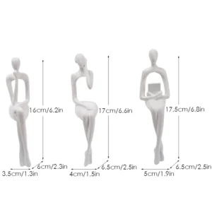 Conjunto de 3 Esculturas Abstratas Modernas para Decoração de Escritório