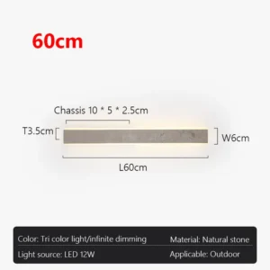 Lâmpada de Parede Externa em Pedra Natural para Jardim - IP65 - Branco Quente