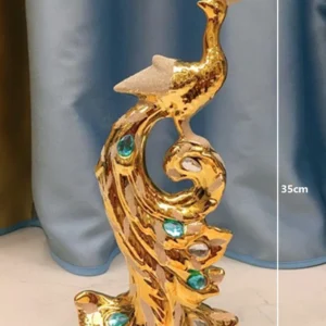 Escultura de Fênix Dourada em Cerâmica para Decoração de Ambientes - B 35x17x8cm