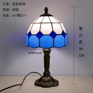 Candeeiro de Mesa Tiffany Retrô em Vidro Decorativo