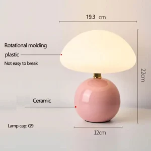 Candeeiro de Mesa Cogumelo de Cerâmica Estilo Nórdico