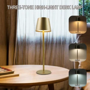 Lâmpada de Mesa Recarregável LED com 3 Cores - Abajur Moderno