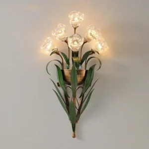 Lâmpada de Parede Floral em Vidro para Decoração de Ambientes