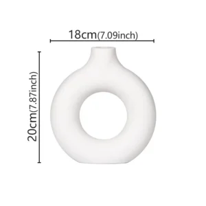Vaso Decorativo Minimalista em Forma de Donut para Flores - Branco Médio