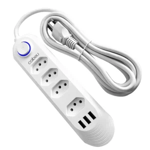 Extensão Elétrica com 2 Metros e Tomadas USB - Protetor Contra Surtos