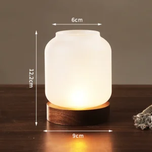 Castiçal Vintage de Madeira com Tampa de Vidro para Decoração - Modelo D