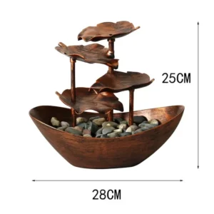 Fonte de Mesa Cascata com Folha de Lótus para Decoração Interna - Bronze