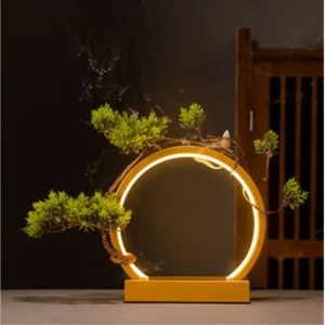 Lâmpada de Anel LED Estilo Chinês para Decoração de Ambientes - Dourado, G Diâmetro 30CM