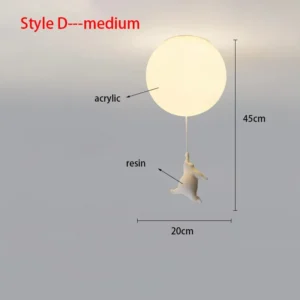 Lustre Infantil Moderno de Acrílico em Forma de Urso - Iluminação Decorativa - Modelo D Médio
