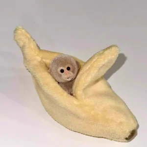 Boneco de Pelúcia Macaco com Banana - Brinquedo Kawaii Adorável