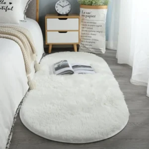 Tapete de Pelúcia Oval Moderno para Decoração de Casa e Quarto - Cor 1, 40x60cm