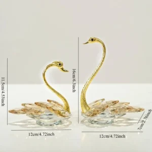 Estátua de Cisne em Cristal Luxuoso para Decoração Romântica - Modelo D