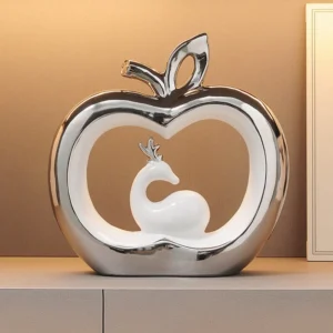 Enfeite de Maçã em Cerâmica para Decoração Criativa de Casa - Prata Haoyue, 20x6.5x20cm