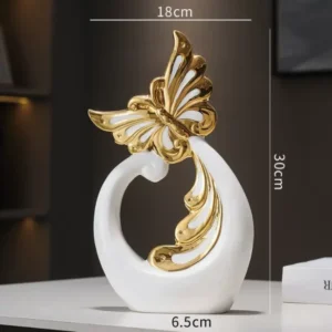 Ornamentos Cerâmicos de Borboletas Douradas para Decoração de Ambientes - Modelo 3