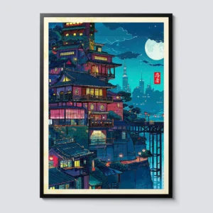 Quadro de Arte Abstrata de Rua em Tóquio para Decoração Moderna