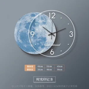 Relógio de Parede Adesivo Lua com Luz LED - Decoração Moderna