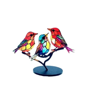Pássaros Multicoloridos em Acrílico para Decoração de Mesa - 3bird