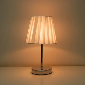 Abajur de Tecido Redondo LED com Carregamento USB para Quarto e Estudo - Interruptor de 1ª Marcha