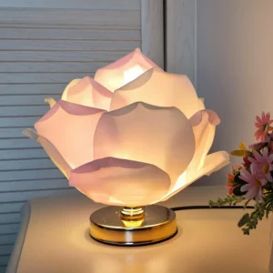 Luminária de Mesa Rosa Lótus - Luz Decorativa para Quarto Infantil