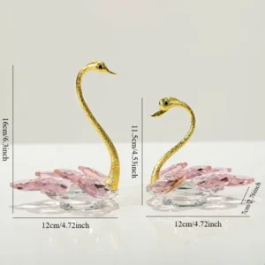 Estátua de Cisne em Cristal Luxuoso para Decoração Romântica - Modelo F