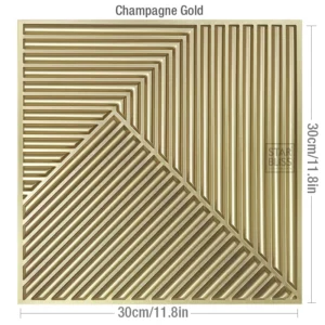 Painel de Parede 3D Dourado para Decoração Interna - 10 Peças - S-168-Ouro (10 unidades)