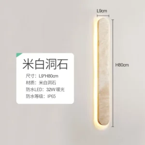 Luz de Parede LED Linear Amarelo Travertino à Prova d'Água para Exteriores - Luz Quente 3000K