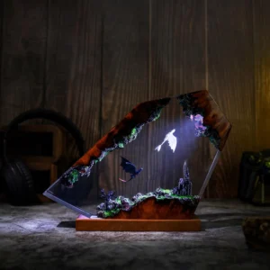 Luminária Dragão Preto e Branco com Luz Noturna - Abajur Decorativo