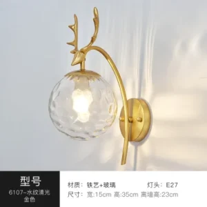 Arandela Moderna de Parede em Metal e Vidro para Decoração - Dourado B