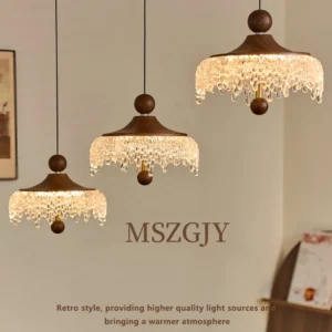 Lustre Minimalista em Madeira para Sala de Estar e Jantar