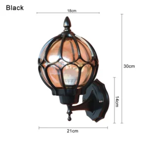 Lâmpada de Parede Retro Europeia para Jardim e Varanda - Preto