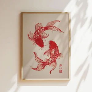 Pôster de Peixe Koi Japonês - Arte Minimalista para Decoração