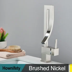 Torneira Misturadora Dourada para Banheiro com Rotação 360°