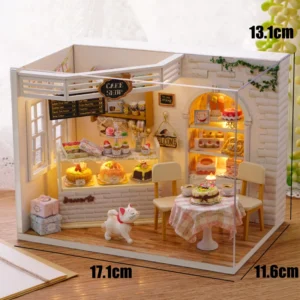Quebra-Cabeça 3D Mini Casa de Boneca de Madeira com Móveis - 3014-B Com Tampa