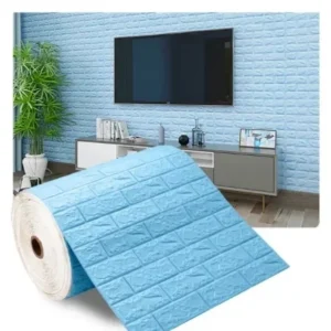 Papel de Parede 3D Autoadesivo Tijolo para Decoração de Ambientes - Azul, 70cm x 1000cm