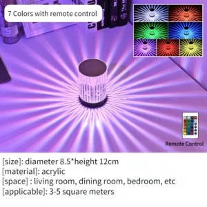 Luminária de Mesa LED Recarregável com 3 Modos de Cor e Controle por Toque - RGB