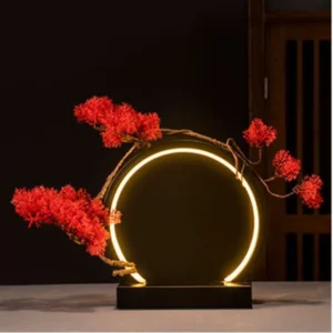 Lâmpada de Anel LED Estilo Chinês para Decoração de Ambientes - PRETO, P Diâmetro 20CM