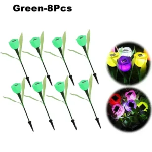 Lâmpada Solar Tulipa para Jardim - Decoração Externa LED - Verde-8PCS