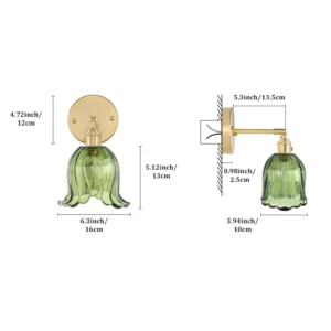 Arandela Floral Moderna em Vidro para Quarto e Estudo - Modelo B Verde